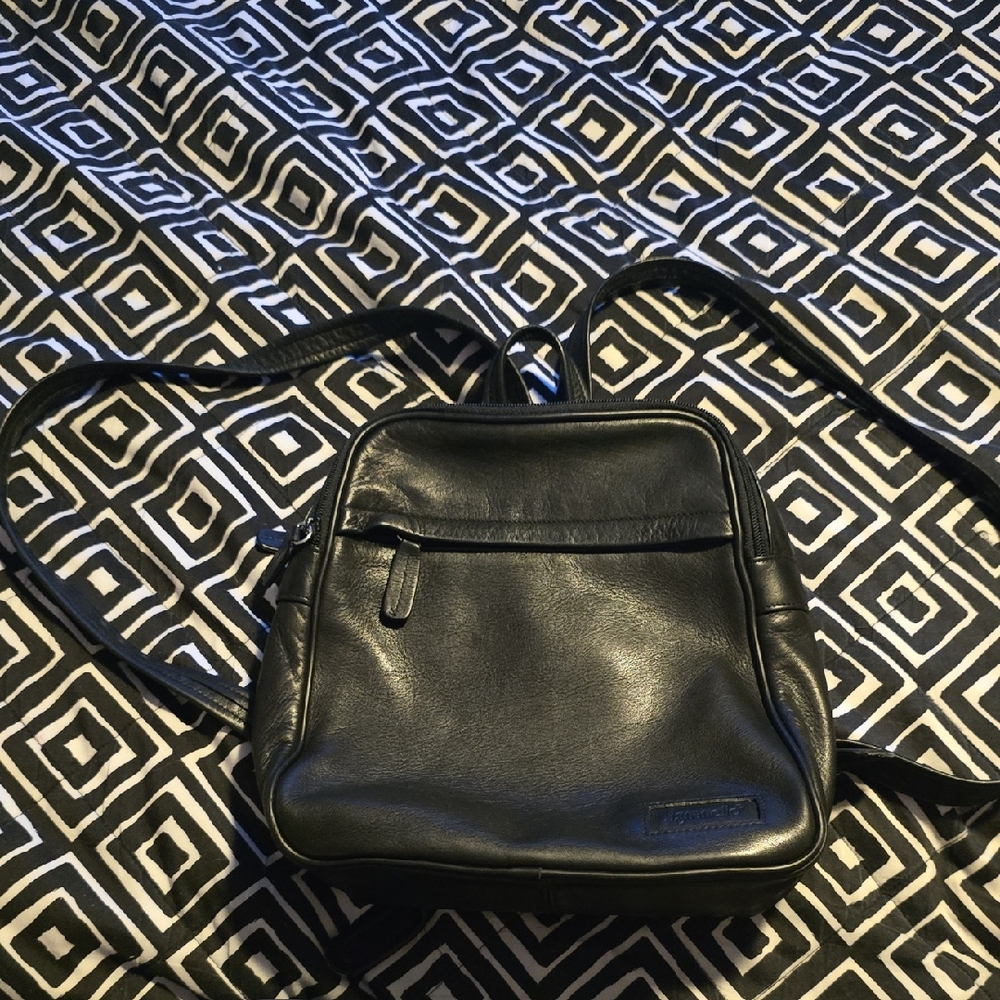 Tignanello Black Leather Backpack